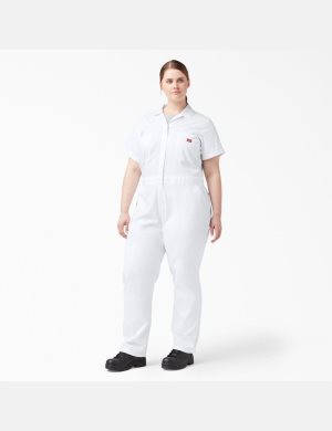 Monos Dickies Plus FLEX Cooling Corta Sleeve Mujer Blancas | 1938547-OJ