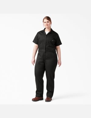 Monos Dickies Plus FLEX Cooling Corta Sleeve Mujer Negras | 2089645-ZA