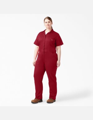 Monos Dickies Plus FLEX Cooling Corta Sleeve Mujer Rojas | 2175089-LK