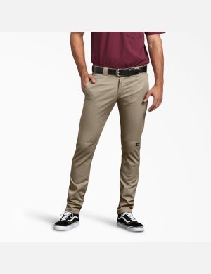 Pantalones De Doble Rodilla Dickies Flaco Fit Directo Leg Hombre Marrones | 5973486-KD