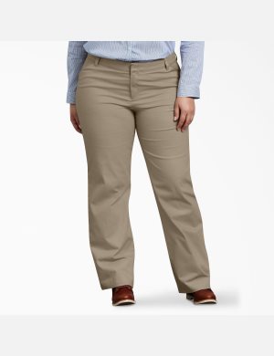 Pantalones De Trabajo Dickies Plus Relaxed Fit Directo Leg Mujer Marrones | 2695701-OS