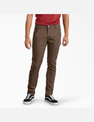 Pantalones De Trabajo Dickies Slim Fit Tapered Leg Duck Carpenter Hombre Marrones | 7869143-DW