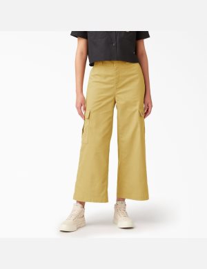 Pantalones Tipo Cargo Dickies Twill Crop Mujer Kaki Oscuro | 8910657-XE