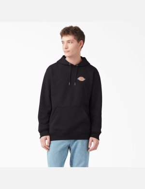 Sudadera Con Capucha Dickies Fleece Embroidered Chest Logo Hombre Negras | 3468075-LE