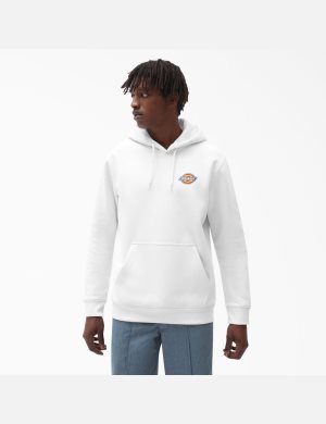 Sudadera Con Capucha Dickies Fleece Embroidered Chest Logo Hombre Blancas | 5132694-RH