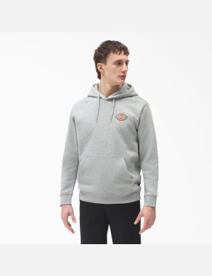 Sudadera Con Capucha Dickies Fleece Embroidered Chest Logo Hombre Gris | 5807961-WL