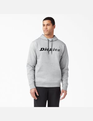 Sudadera Con Capucha Dickies Script Logo Fleece Hombre Gris | 8395704-NQ