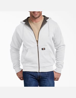 Sudadera Con Capucha Dickies Thermal Forro Fleece Zip Hombre Blancas | 7548321-NW