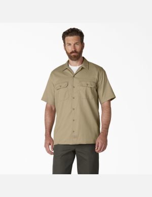 Tops Dickies Corta Sleeve Hombre Kaki | 8047236-EQ