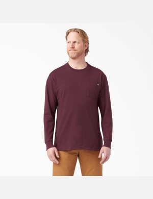 Tops Dickies Heavyweight Crew Neck T-Shirt Hombre Burdeos | 2683014-EM