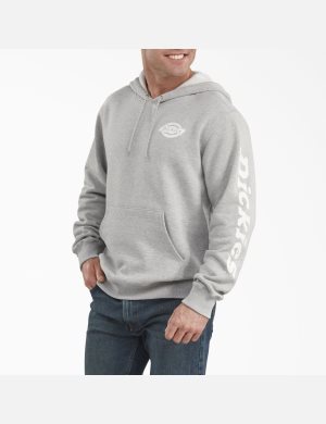 Tops Dickies Logo Sleeve Fleece Hombre Gris | 3062589-LK