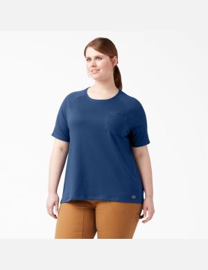 Tops Dickies Plus Cooling Corta Sleeve Mujer Azul Marino | 6204531-NC