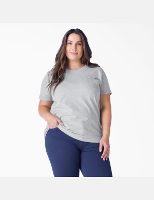 Tops Dickies Plus Heavyweight Corta Sleeve Mujer Gris | 5391276-WQ