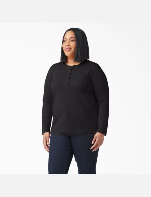 Tops Dickies Plus Heavyweight Henley Mujer Negras | 7193028-PF