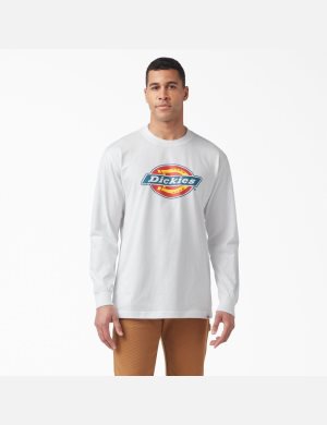 Tops Dickies Tri-Color Logo Estampadas T-Shirt Hombre Blancas | 2795430-GO