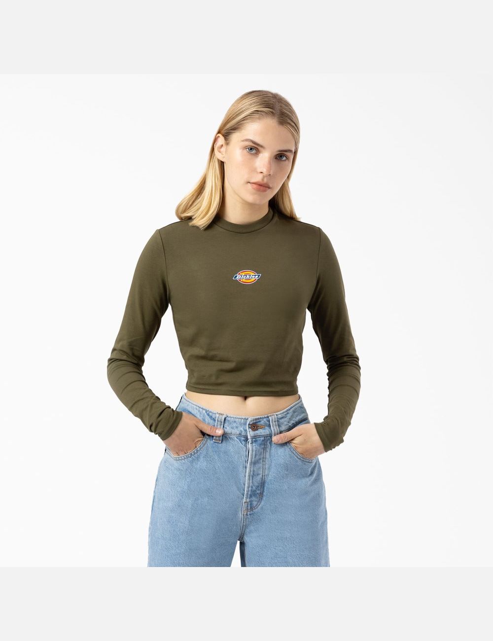 Camisa Recortada Dickies Maple Valley Long Sleeve Mujer Verde | 2198405-SJ