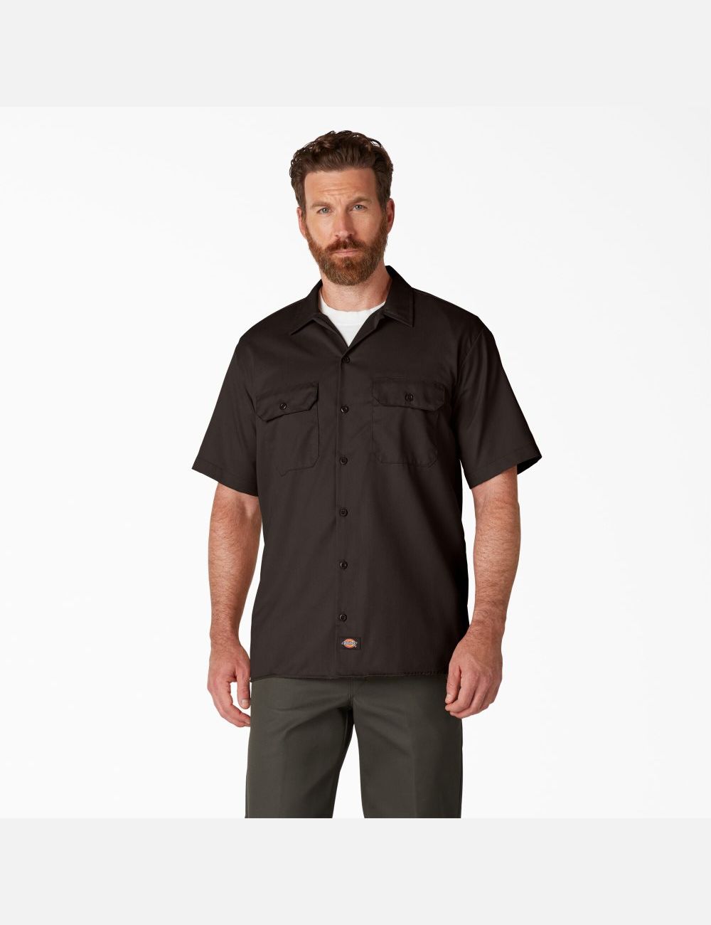 Camisas De Trabajo Dickies Corta Sleeve Hombre Marrones Oscuro | 0257638-AS