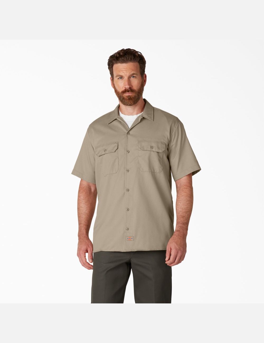 Camisas De Trabajo Dickies Corta Sleeve Hombre Marrones | 1093764-DZ