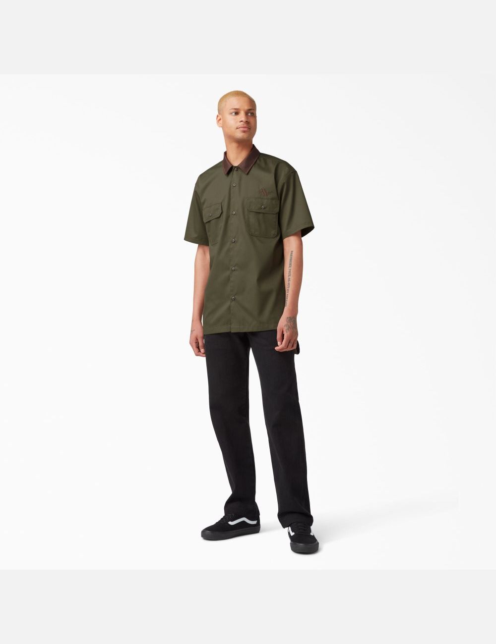 Camisas De Trabajo Dickies Vincent Alvarez Block Collar Hombre Verde | 1760984-IC