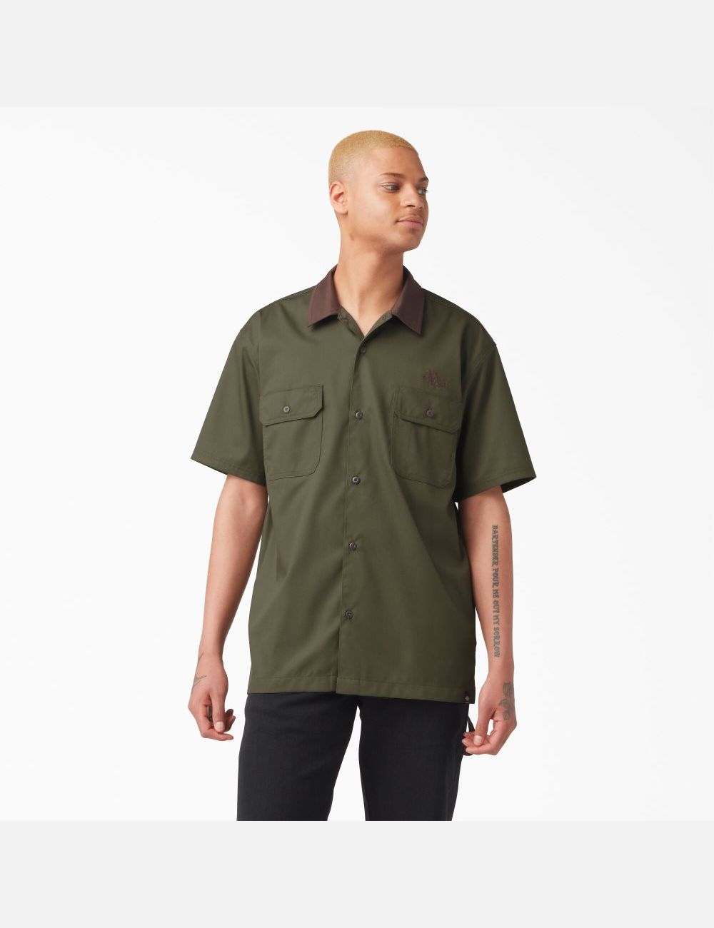 Camisas De Trabajo Dickies Vincent Alvarez Block Collar Hombre Verde | 1760984-IC