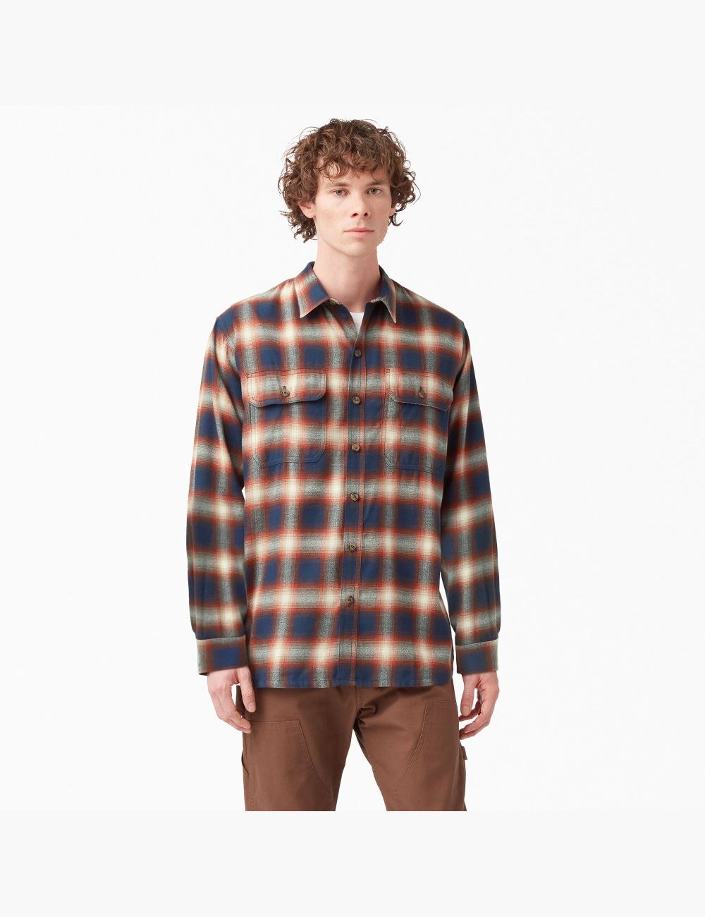 Camisas Dickies 1922 Flannel Hombre Rojas Azul Marino | 3754086-PA