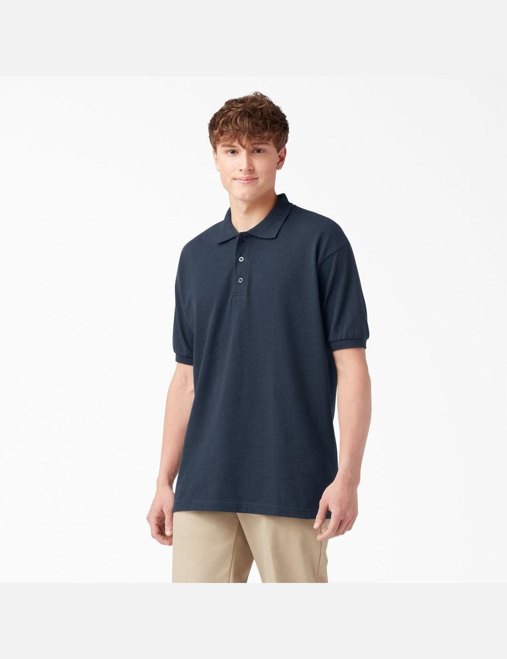 Camisas Dickies Adult Size Pique Corta Sleeve Polo Hombre Azul Marino | 6180942-DC