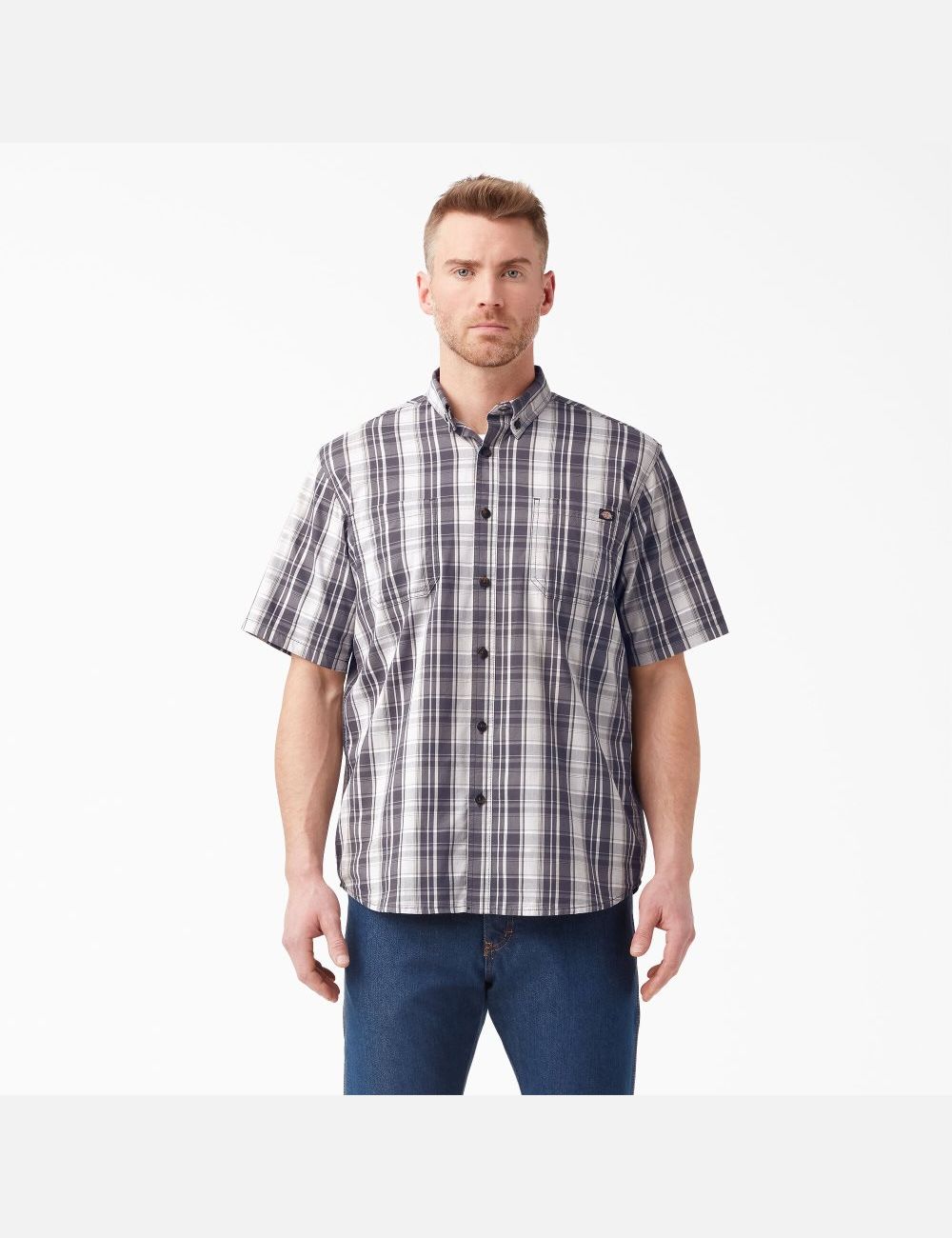 Camisas Dickies Corta Sleeve Woven Hombre Gris | 0281934-VO