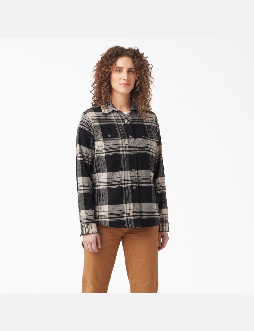 Camisas Dickies DuraTech Renegade Flannel Mujer Beige Negras | 1648209-MD