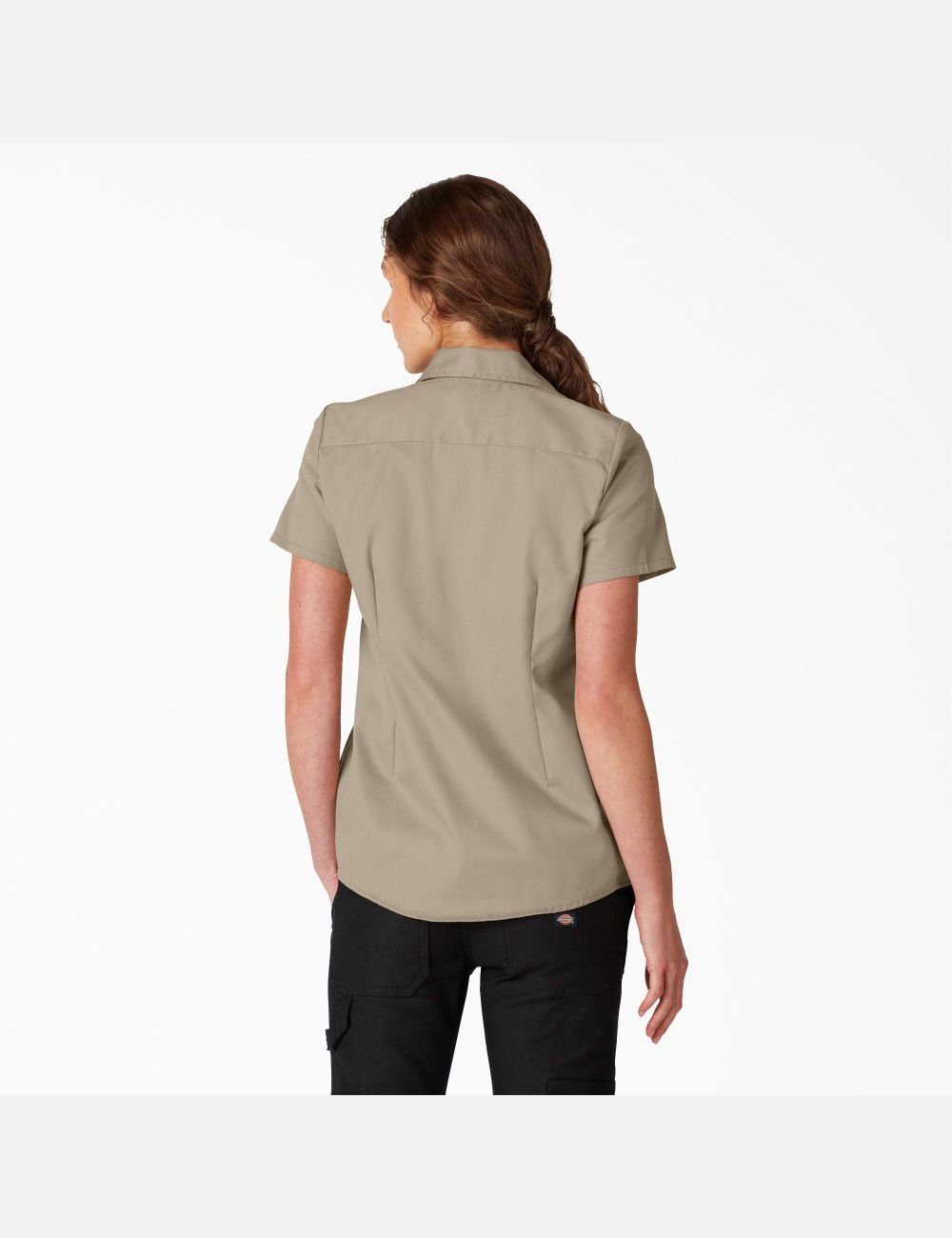 Camisas Dickies FLEX Corta Sleeve Trabajo Mujer Marrones | 9817630-QK