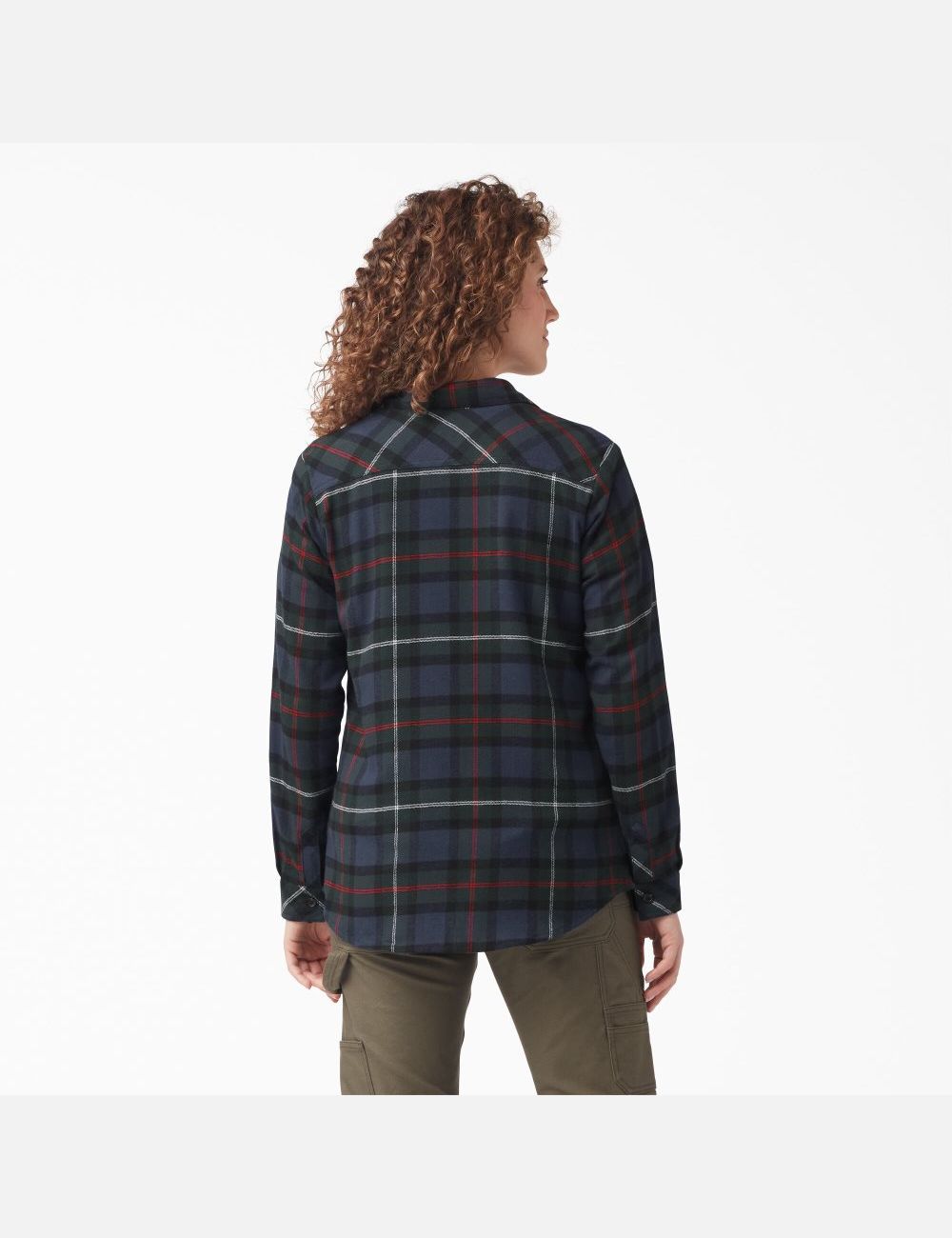 Camisas Dickies Plaid Flannel Long Sleeve Mujer Azul Marino | 1568970-CQ