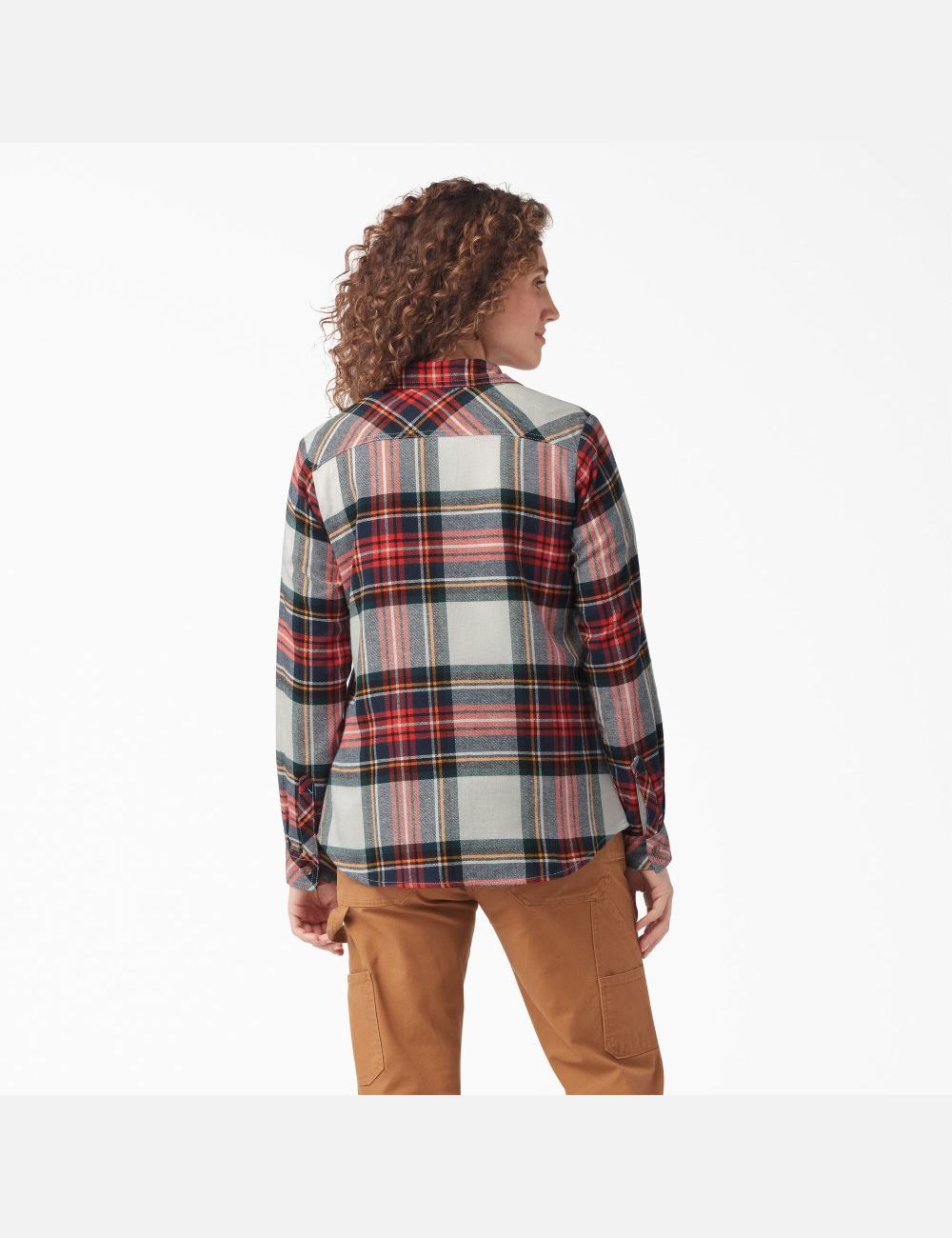 Camisas Dickies Plaid Flannel Long Sleeve Mujer Naranjas | 4120568-WA