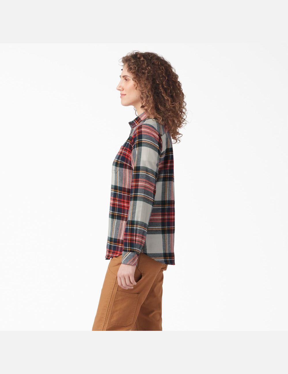 Camisas Dickies Plaid Flannel Long Sleeve Mujer Naranjas | 4120568-WA