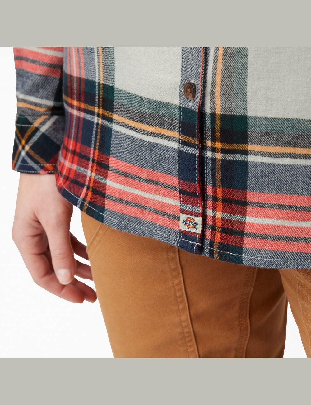 Camisas Dickies Plaid Flannel Long Sleeve Mujer Naranjas | 4120568-WA