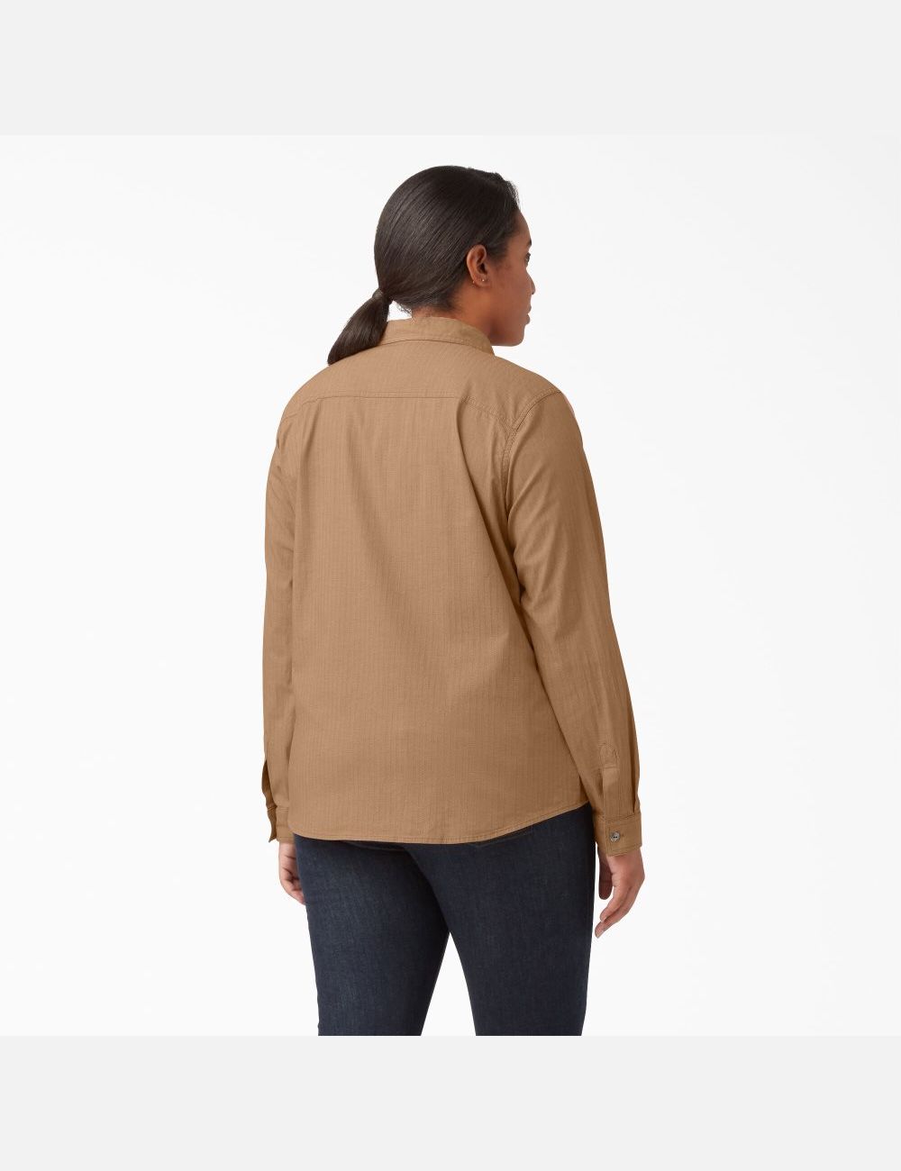 Camisas Dickies Plus Long Sleeve Roll-Tab Trabajo Mujer Marrones | 1074856-KE