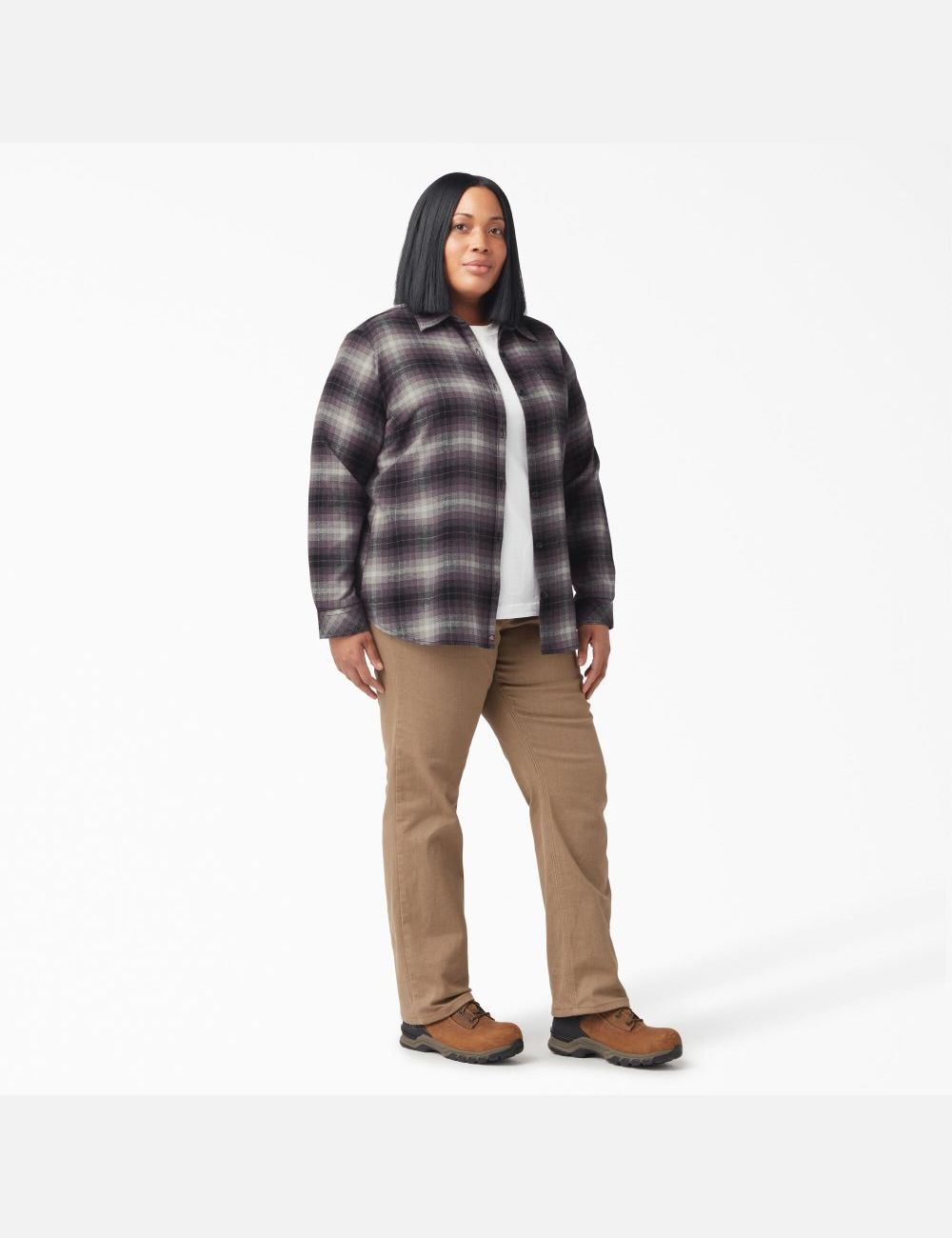 Camisas Dickies Plus Size Long Sleeve Plaid Flannel Mujer Moradas | 2403169-SQ