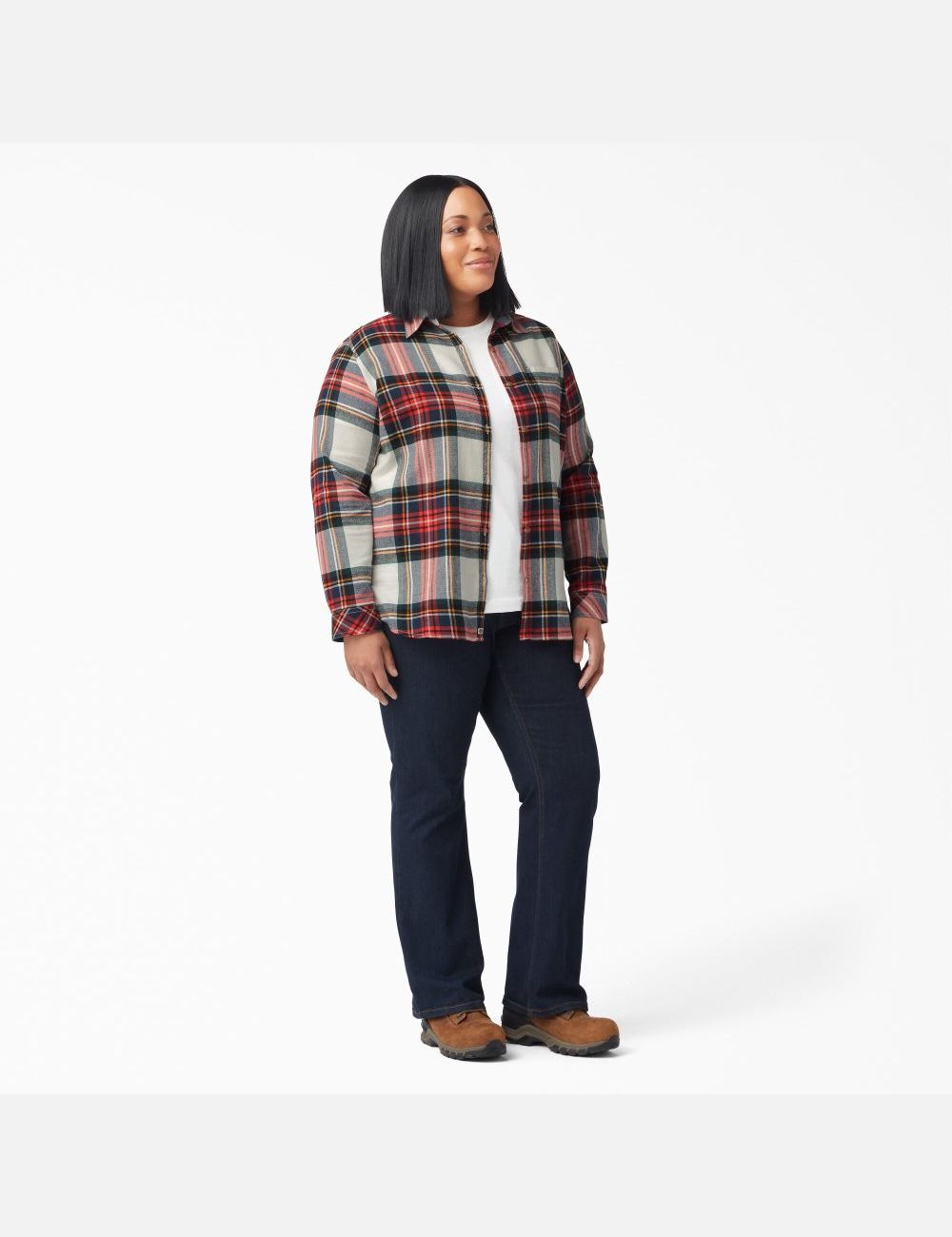 Camisas Dickies Plus Size Long Sleeve Plaid Flannel Mujer Naranjas | 6408325-CI