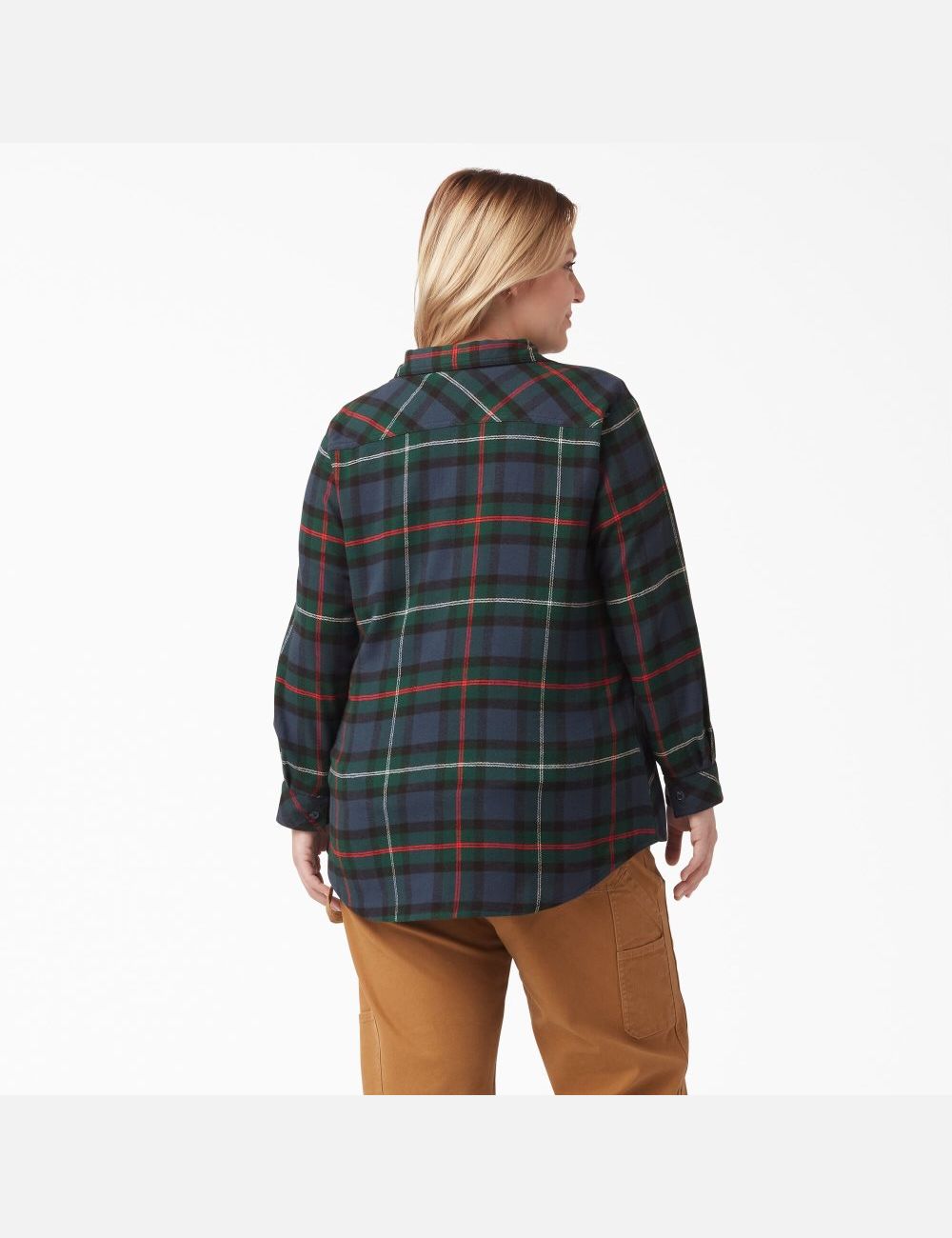 Camisas Dickies Plus Size Long Sleeve Plaid Flannel Mujer Azul Marino | 7804692-PE