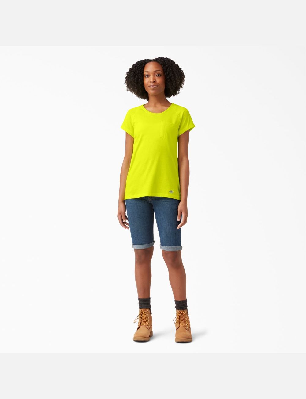 Camiseta Dickies Cooling Corta Sleeve Mujer Amarillo Claro | 0418536-ZN