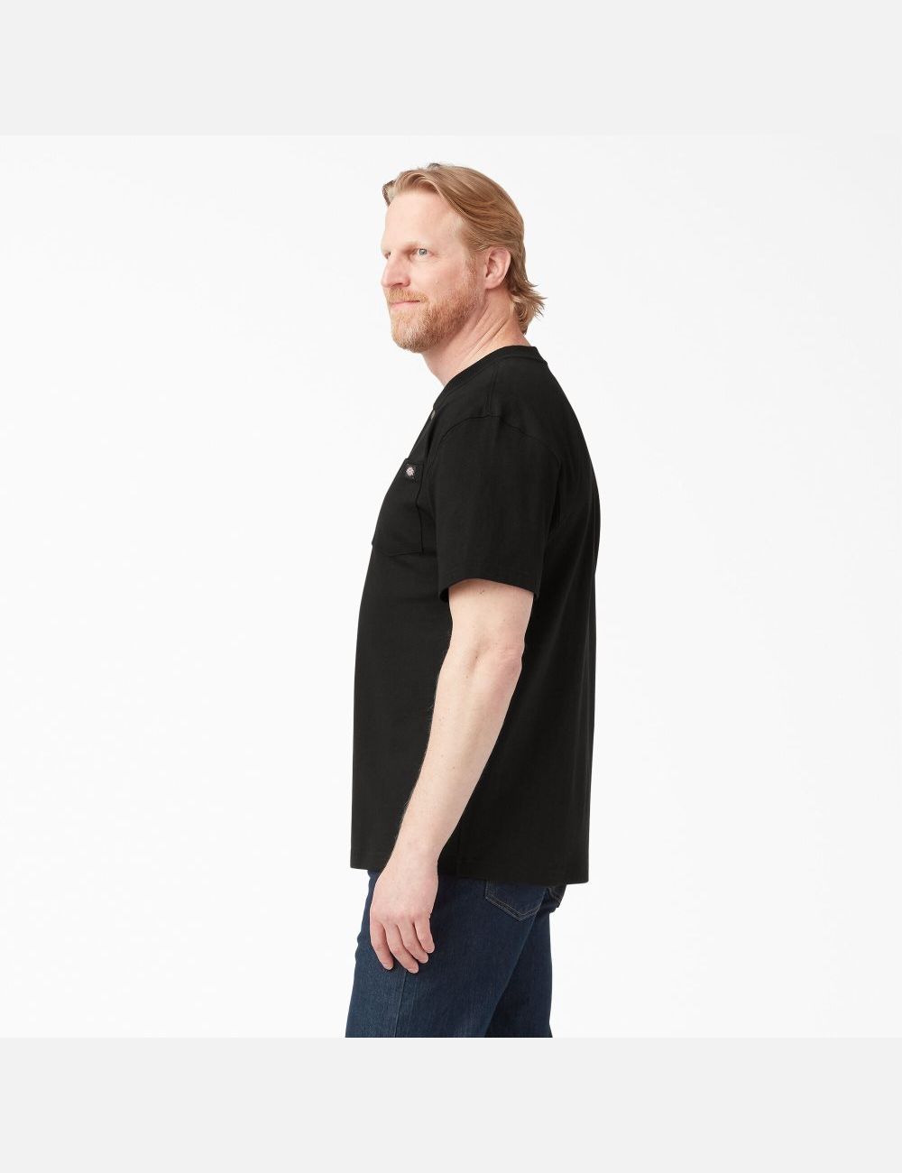 Camiseta Dickies Corta Sleeve Heavyweight Henley Hombre Negras | 1627508-VL