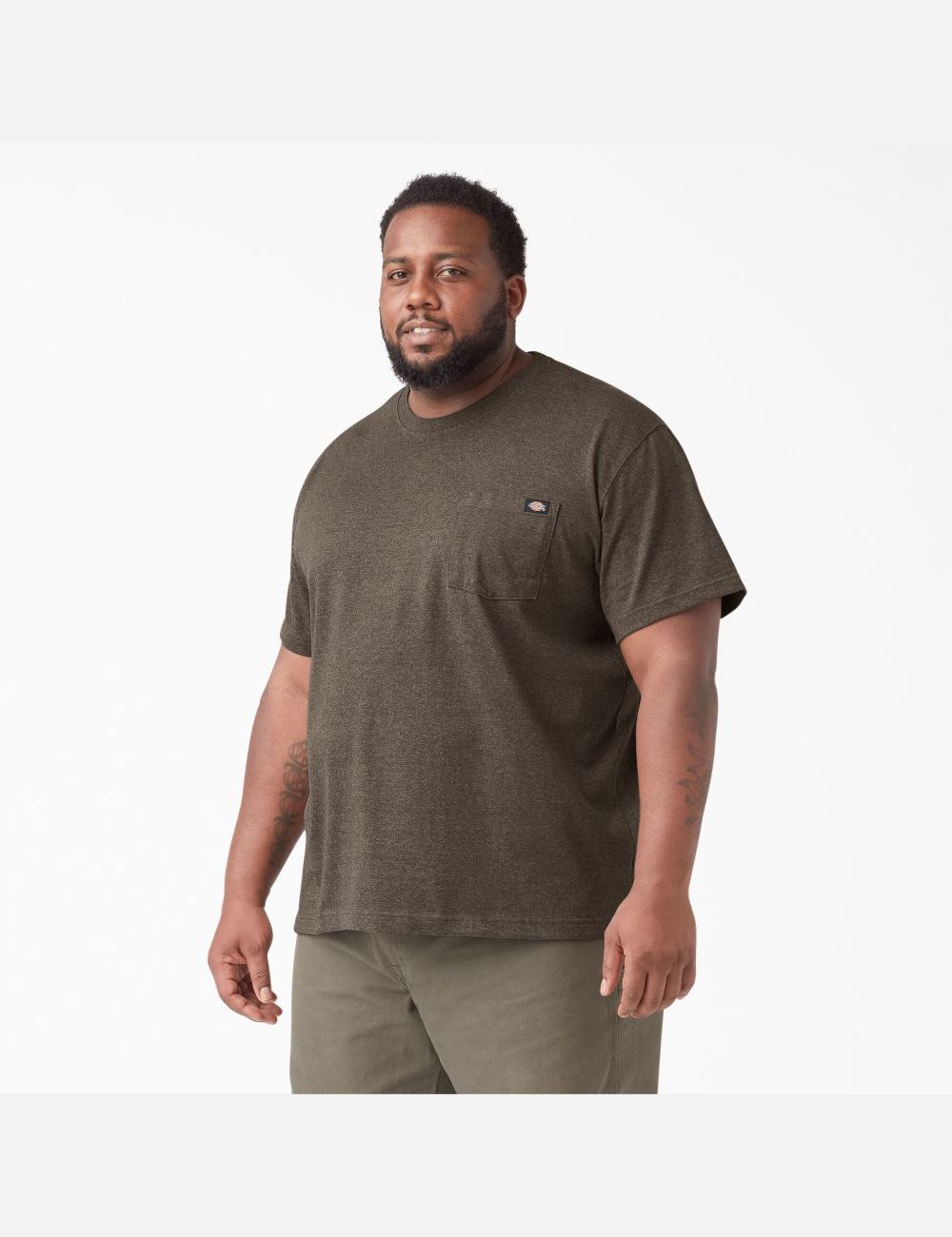 Camiseta Dickies Corta Sleeve Heavyweight Heathered Hombre Chocolate | 5682394-JY