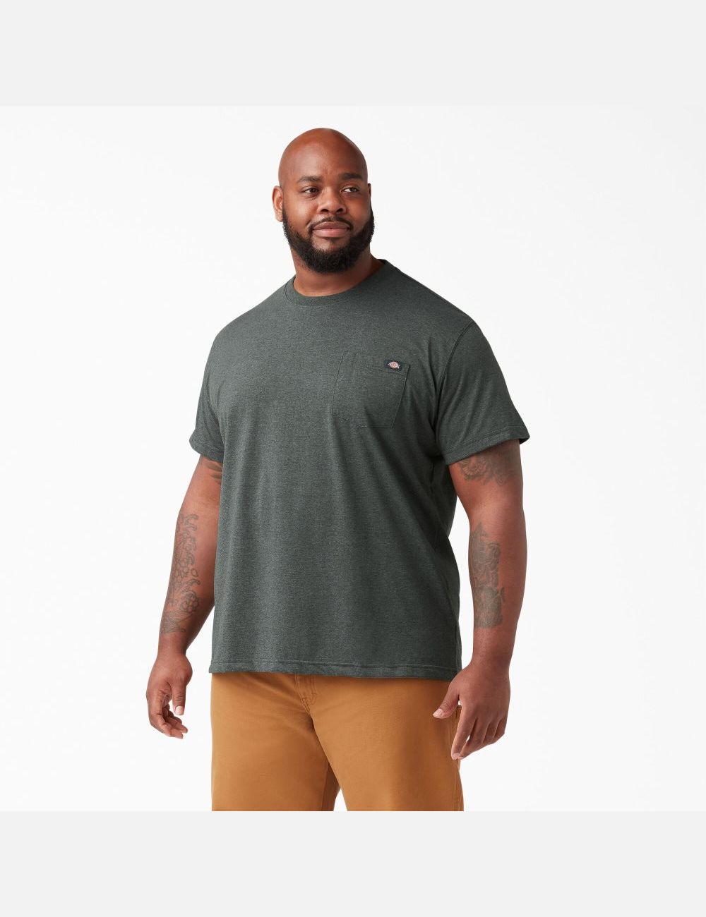 Camiseta Dickies Corta Sleeve Heavyweight Heathered Hombre Verde | 5746392-XF