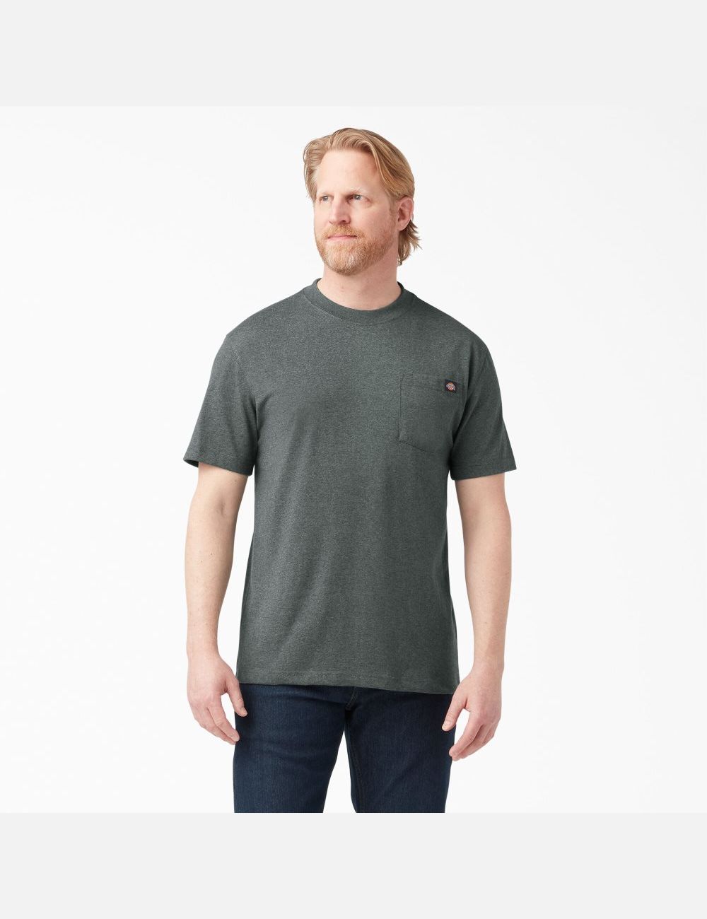 Camiseta Dickies Corta Sleeve Heavyweight Heathered Hombre Verde | 5746392-XF