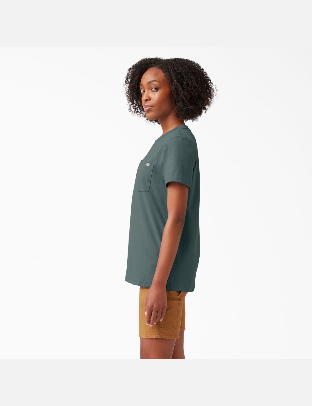 Camiseta Dickies Corta Sleeve Heavyweight Mujer Verde | 7986452-HQ