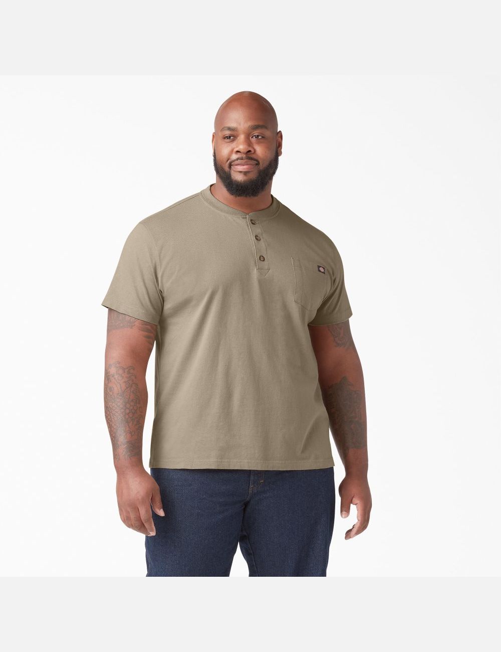 Camiseta Dickies Corta Sleeve Heavyweight Henley Hombre Marrones | 9043862-TU