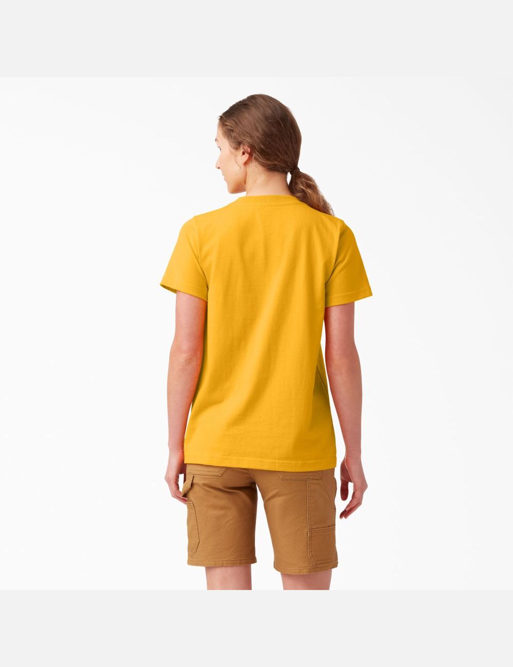 Camiseta Dickies Corta Sleeve Heavyweight Mujer Amarillo | 9751840-JU