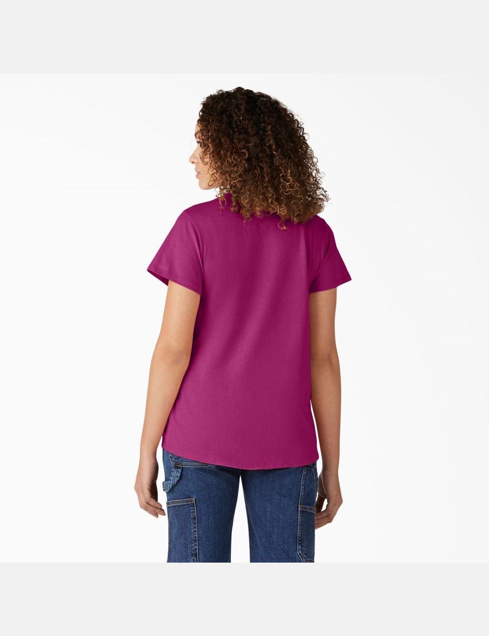 Camiseta Dickies Corta Sleeve V-Neck Mujer Fucsia | 0329687-WL