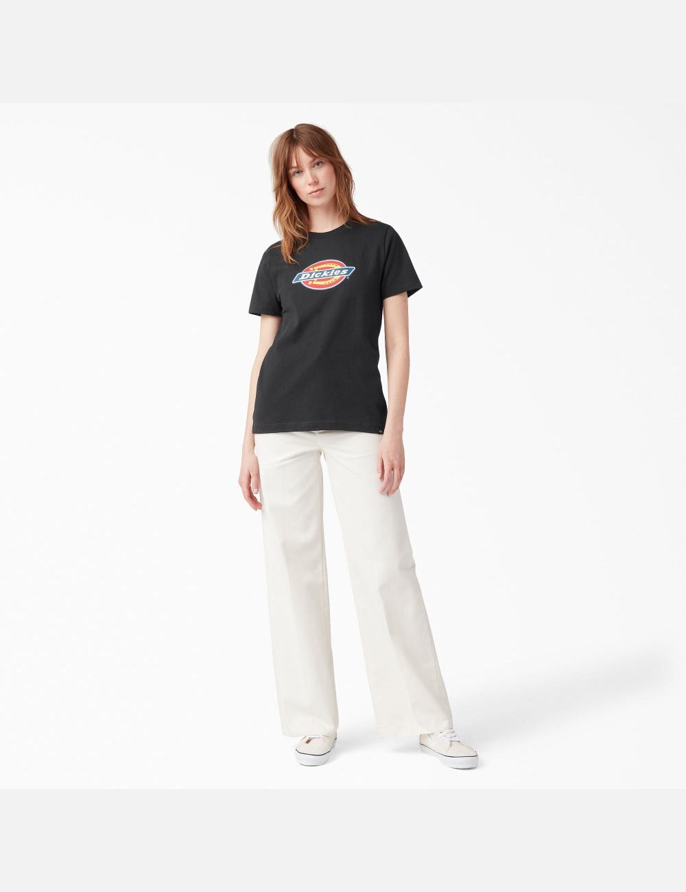 Camiseta Dickies Logo Estampadas Mujer Negras | 8572361-PG