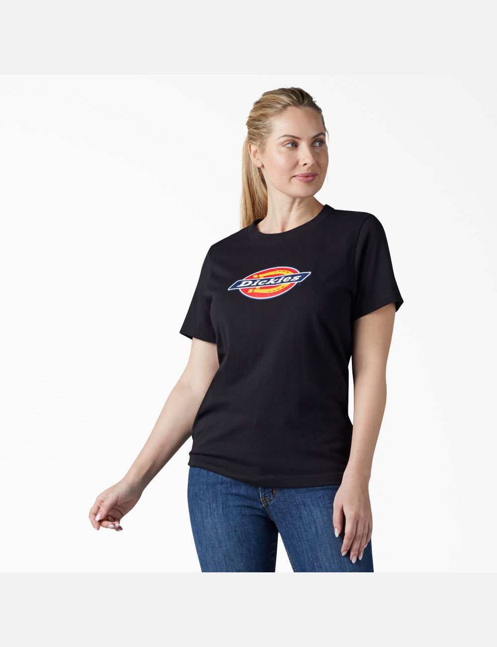 Camiseta Dickies Logo Estampadas Mujer Negras | 8572361-PG