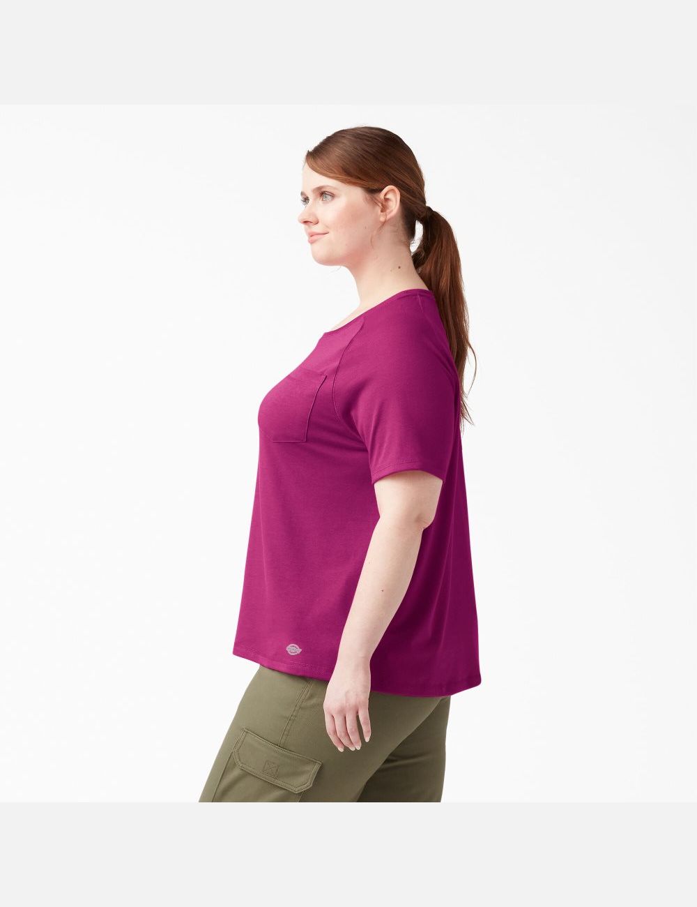 Camiseta Dickies Plus Cooling Corta Sleeve Mujer Fucsia | 1529604-VM