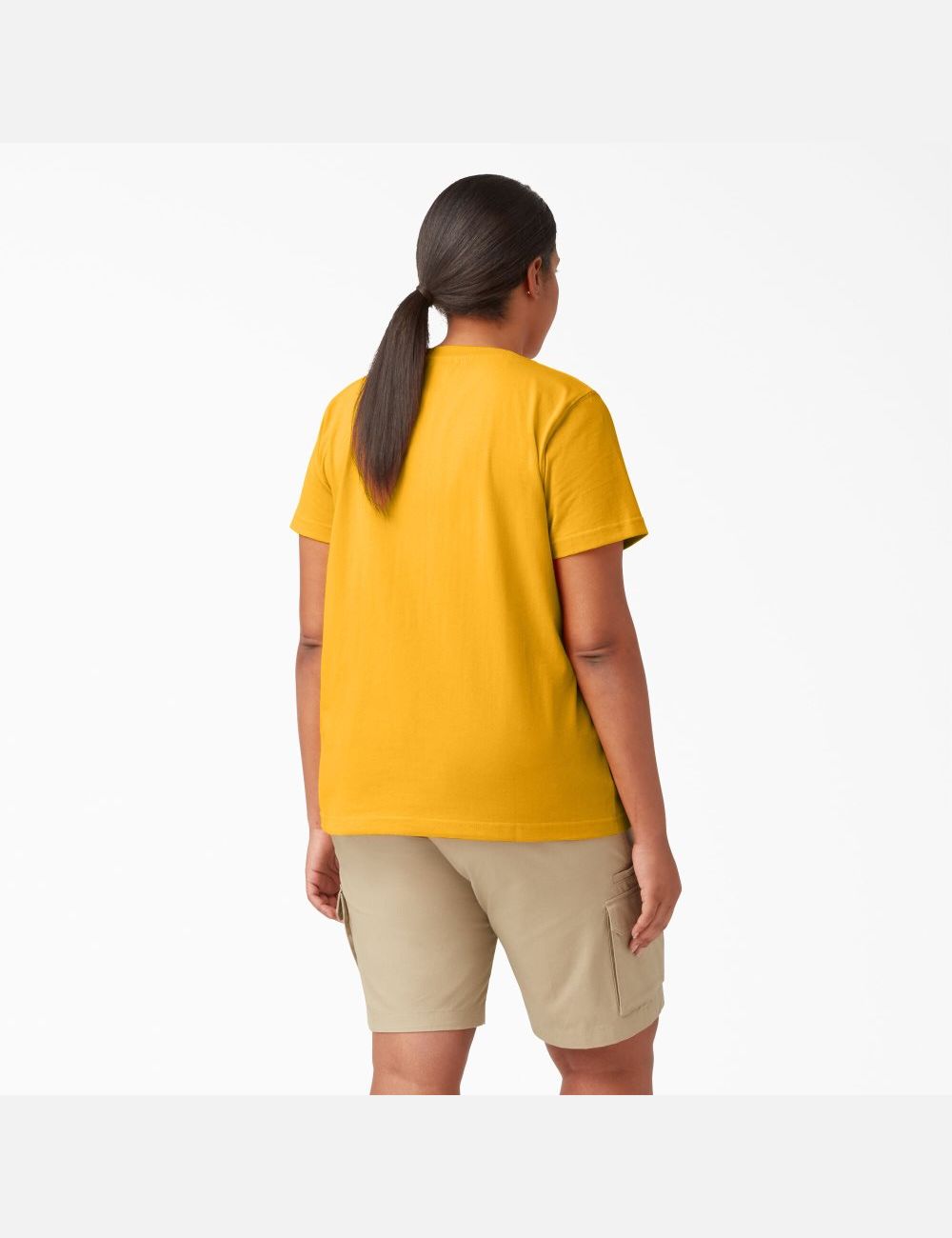 Camiseta Dickies Plus Heavyweight Corta Sleeve Mujer Amarillo | 0765914-KR